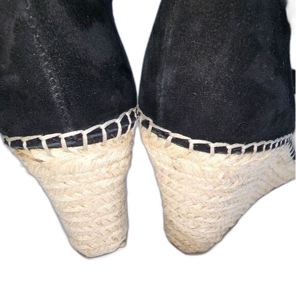 Marc Fisher Kickoff Black Suede Wedge Heeled Espadrilles Size 8.5 - Picture 3 of 8
